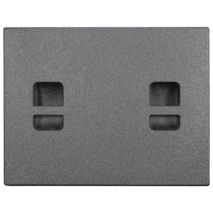 Side view of the Sound Barrier SWX121 subwoofer with vented port and structural detailing